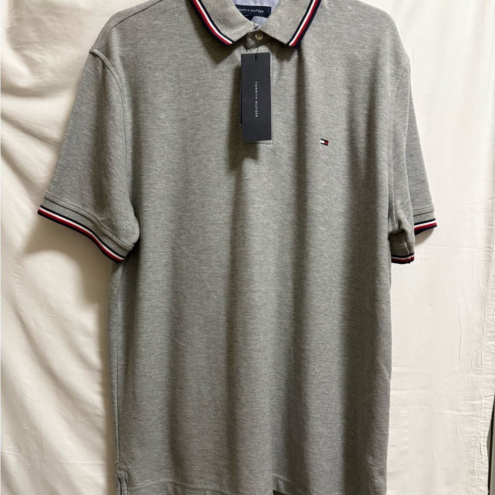 Tommy Hilfiger Gray Polo with Red and Blue Trim
